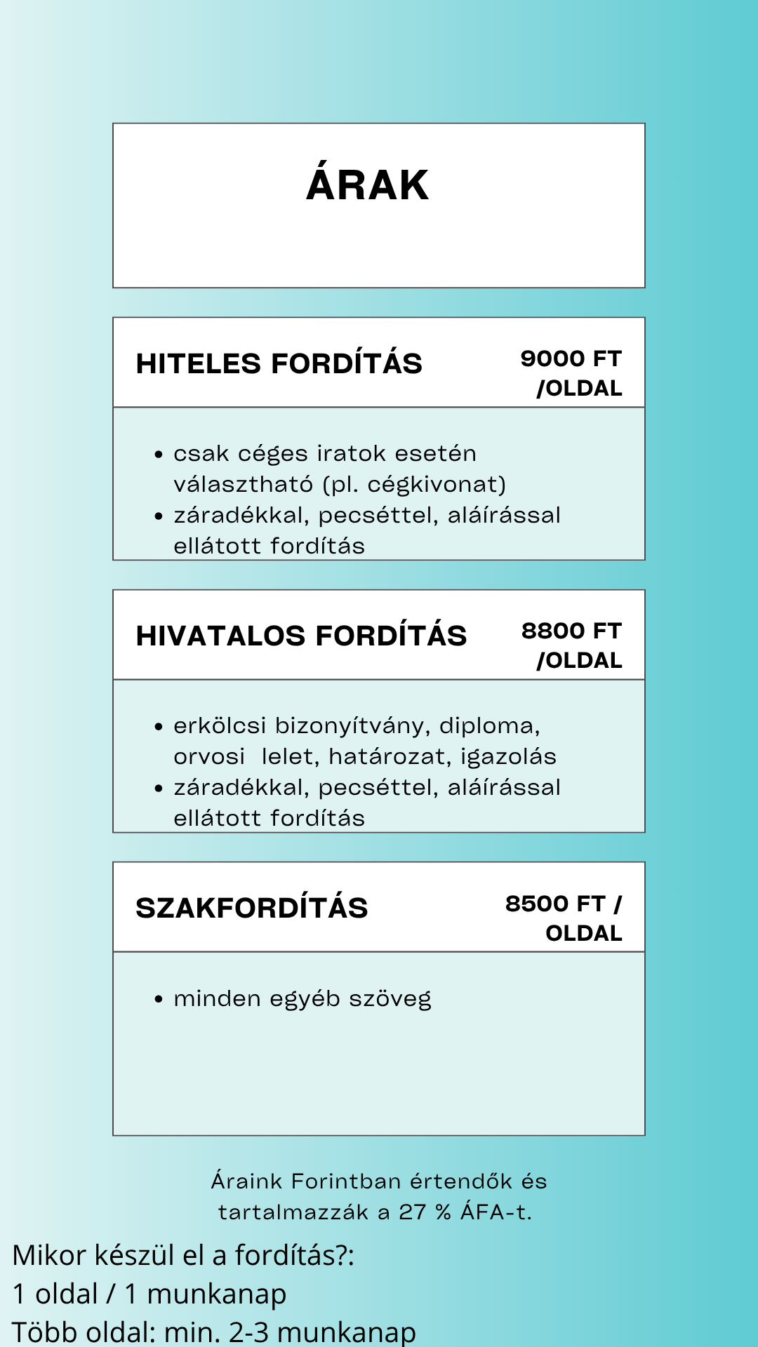 szakfordítás ár